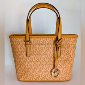 Michael Kors Jet Set Signature Travel Satchel HandBag Tangerine Beautiful Bag
